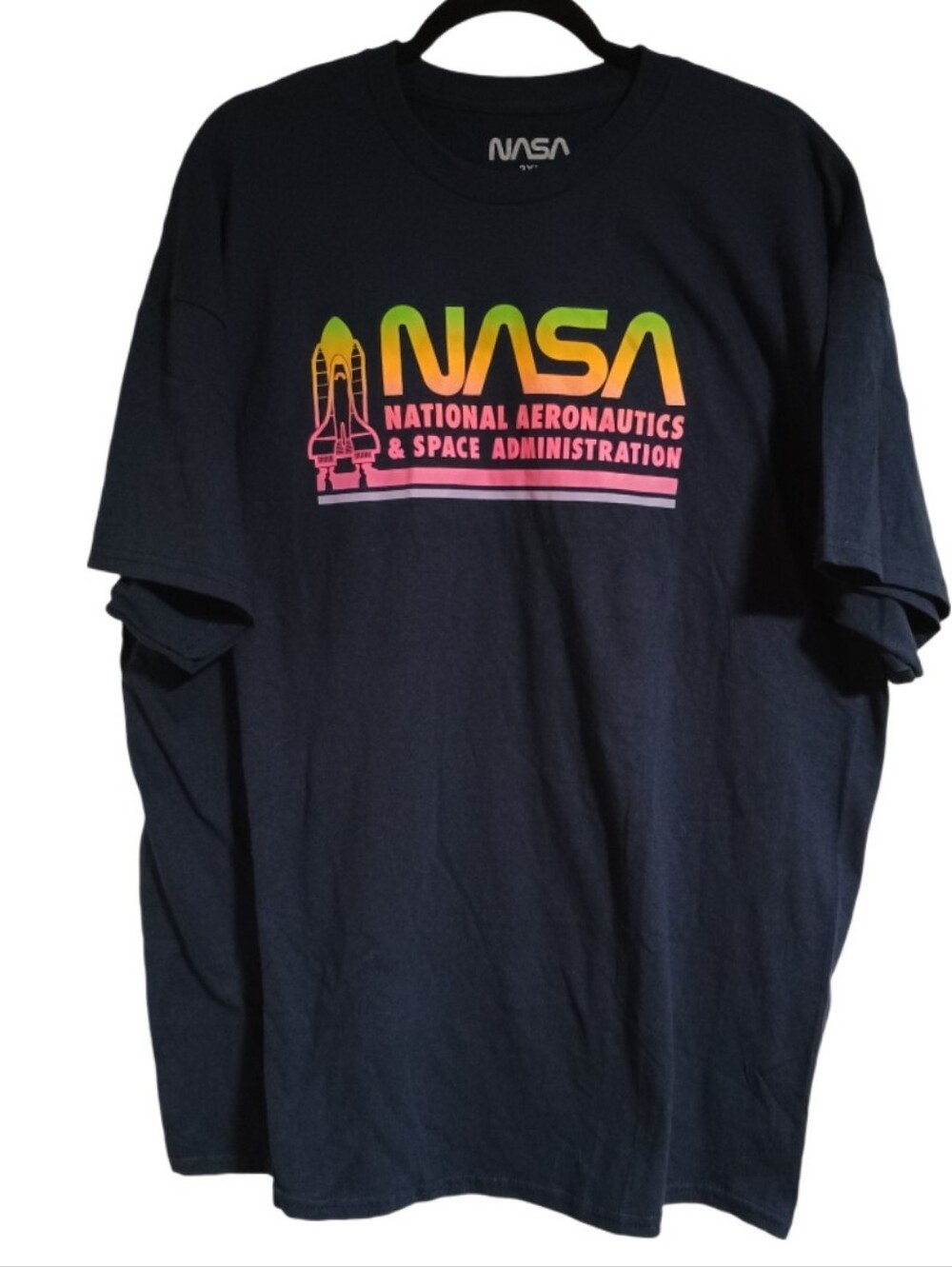 NASA 2XL Space Graphic T Shirt Black 100% Cotton Oversized Unisex